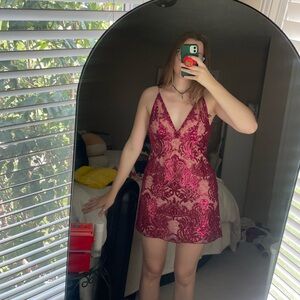 Free People Sparkly Pink Lace Dress